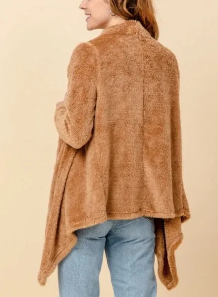 Drape Front Teddy Coat