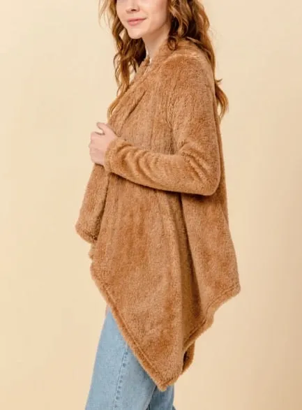 Drape Front Teddy Coat
