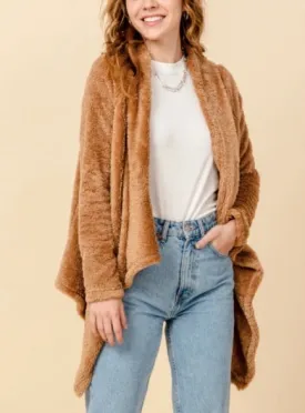 Drape Front Teddy Coat