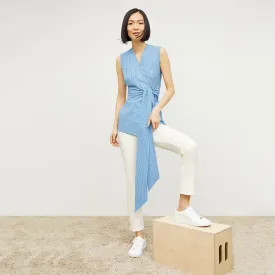 Ellen Top - Gingham Seersucker :: Capri Blue / White