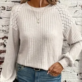 Fashion Lace Stitching Pullover Sweater
