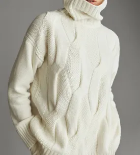 Fashion Loose Beige Turtleneck Sweater