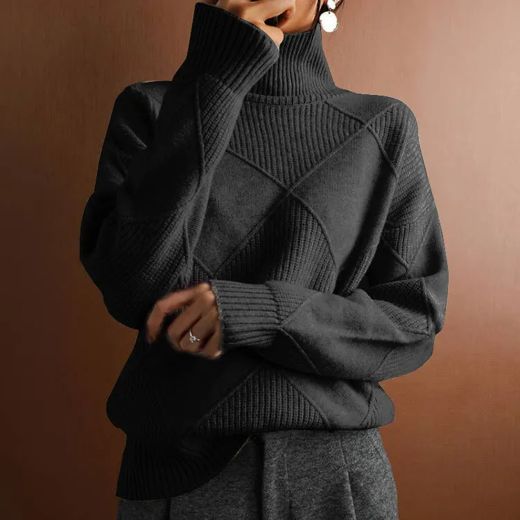 Fashion Loose High Collar Knitted Sweater