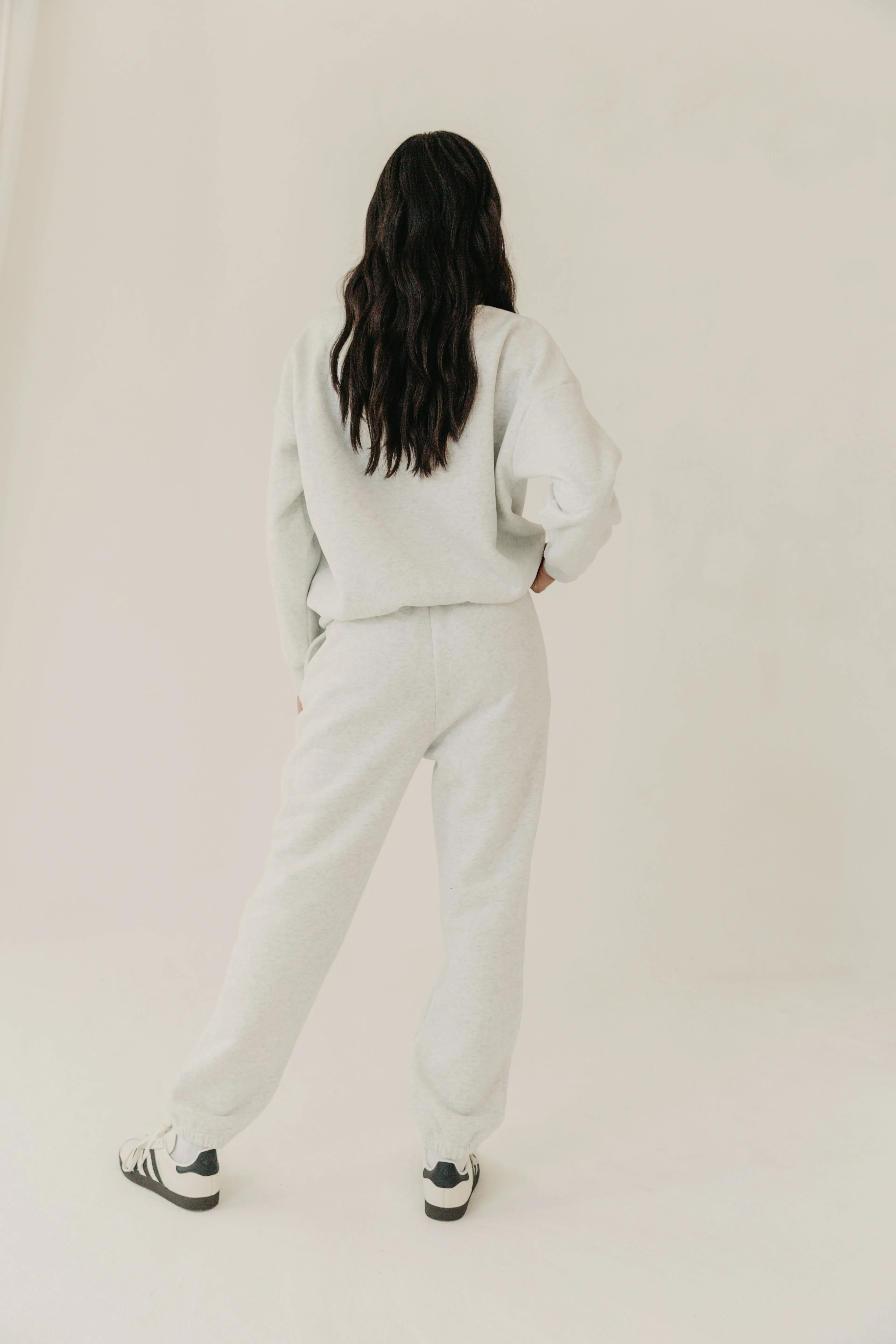 FIKA Cosy Embroidered Sweatpants - Grey Marl