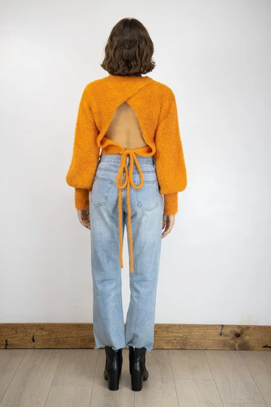 Fuzzy Open Back Sweater