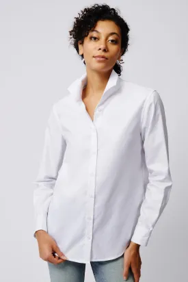 Ginna Box Pleat Shirt - White Pinpoint Oxford