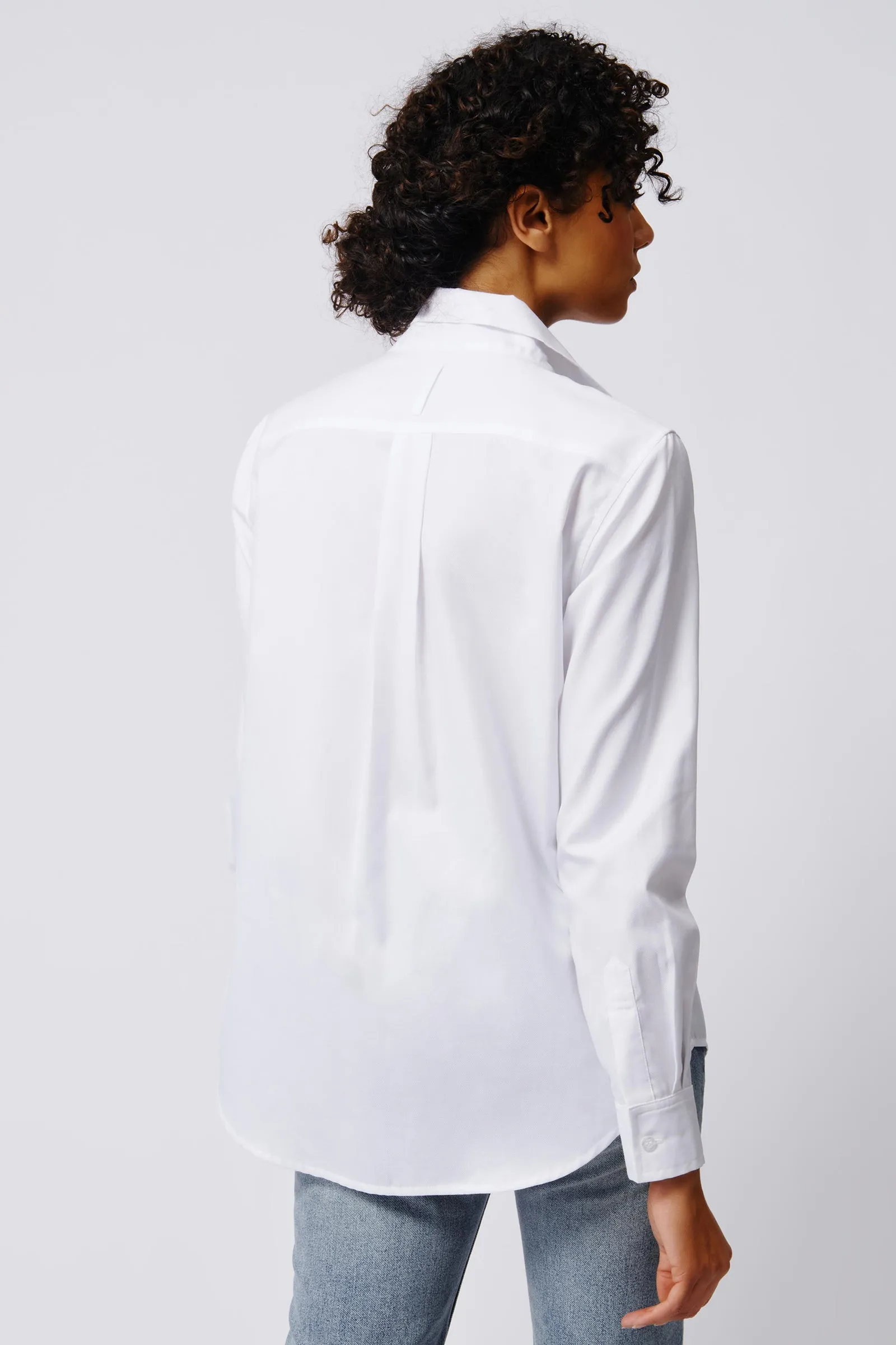 Ginna Box Pleat Shirt - White Pinpoint Oxford