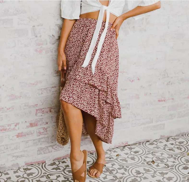 High Waist Frilled Skirt