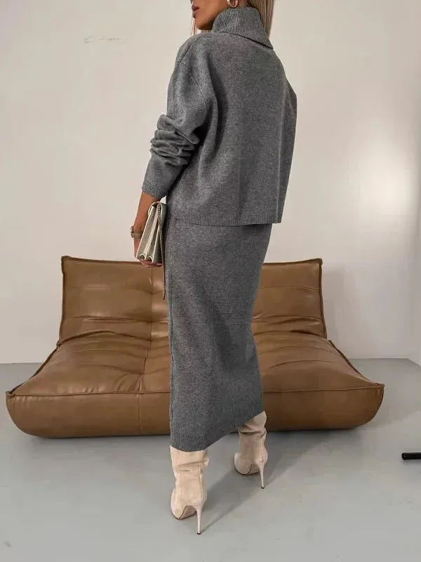Ivyshape | Cozy Turtleneck & Dress Set