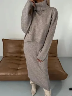 Ivyshape | Cozy Turtleneck & Dress Set