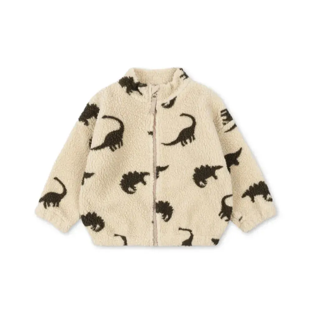 Jody Dino Print Teddy Borg Fleece Jacket