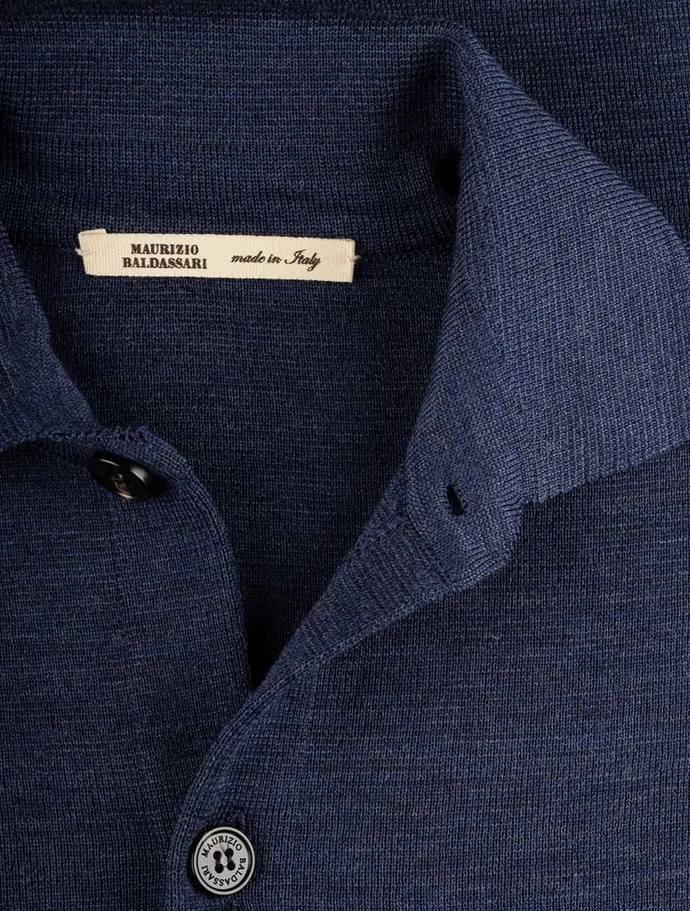 Knitted Full Button Overshirt Blue