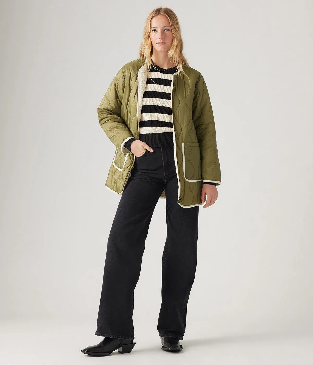 LEVI'S WOMENS CRAWFORD 3 IN 1 PARKA A8520-0000 ARMY GREEN