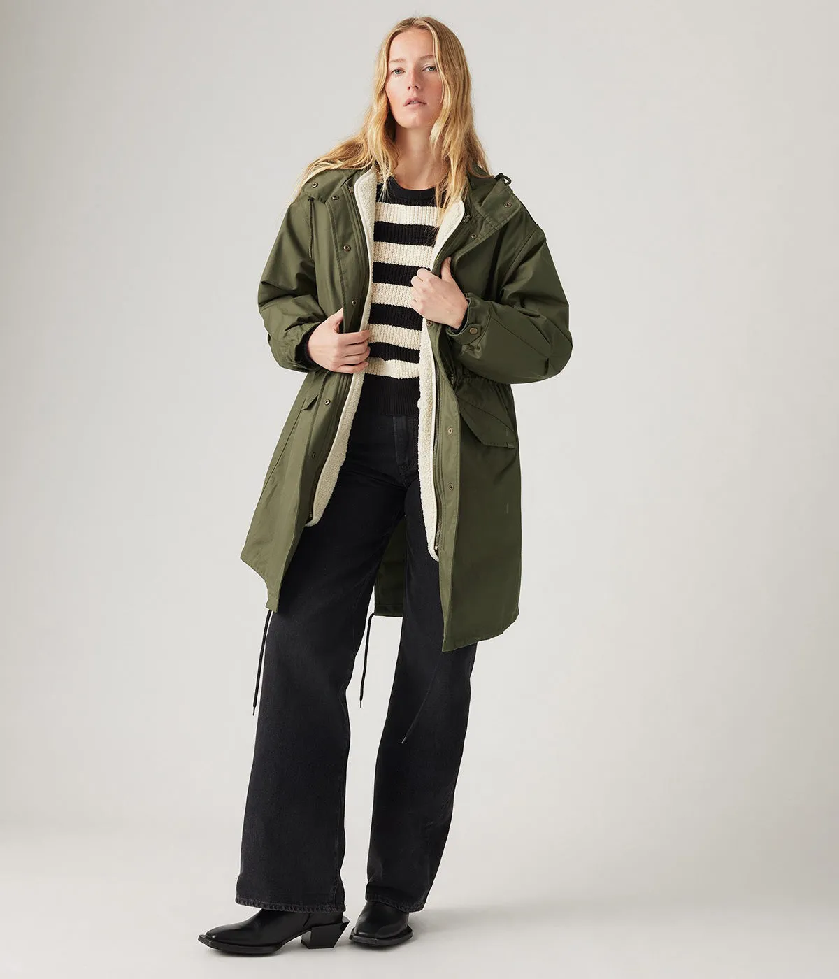 LEVI'S WOMENS CRAWFORD 3 IN 1 PARKA A8520-0000 ARMY GREEN