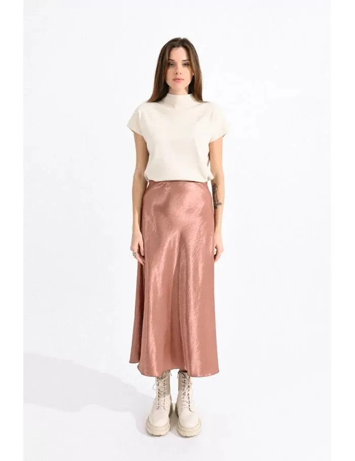 Long Satin Skirt - Pink