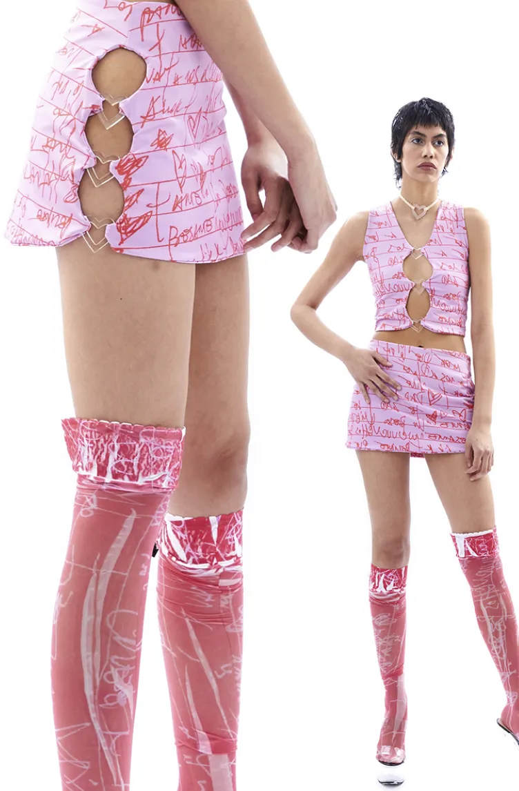 Madness - Mi Corazon Skirt: Pink & Red