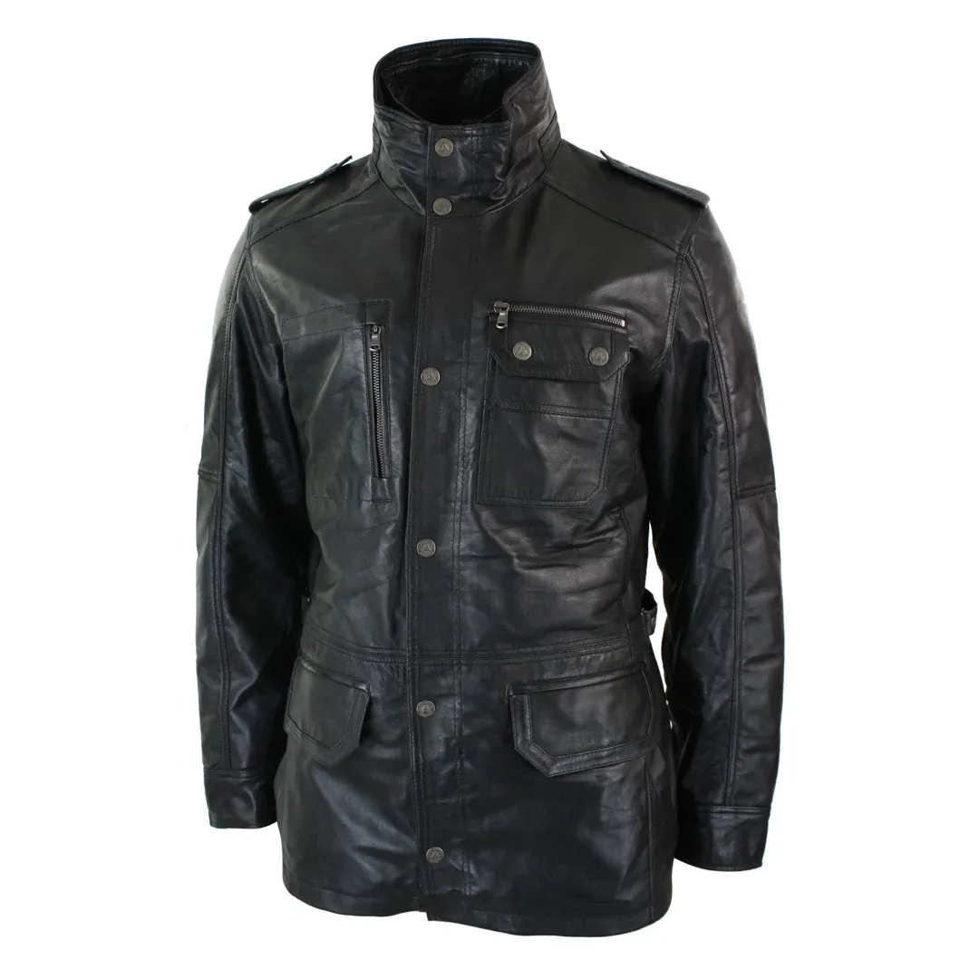 Men's 3/4 Safari Parka Leather Jacket