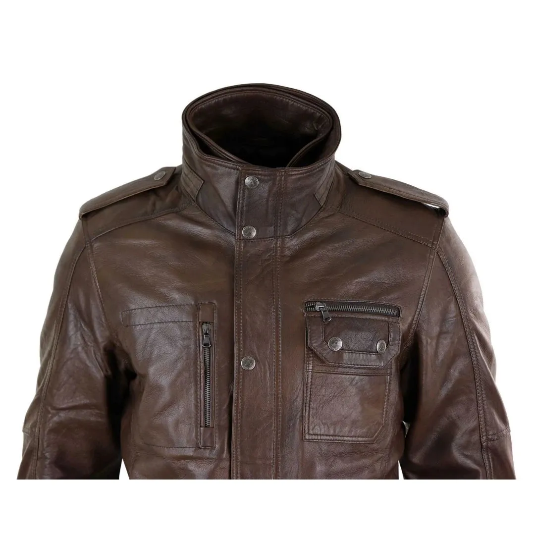 Men's 3/4 Safari Parka Leather Jacket