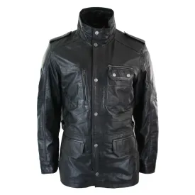 Men's 3/4 Safari Parka Leather Jacket