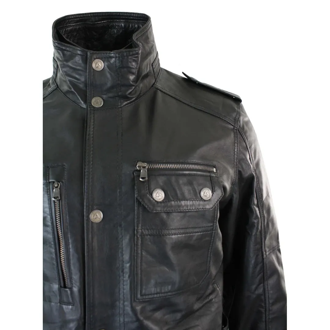 Men's 3/4 Safari Parka Leather Jacket