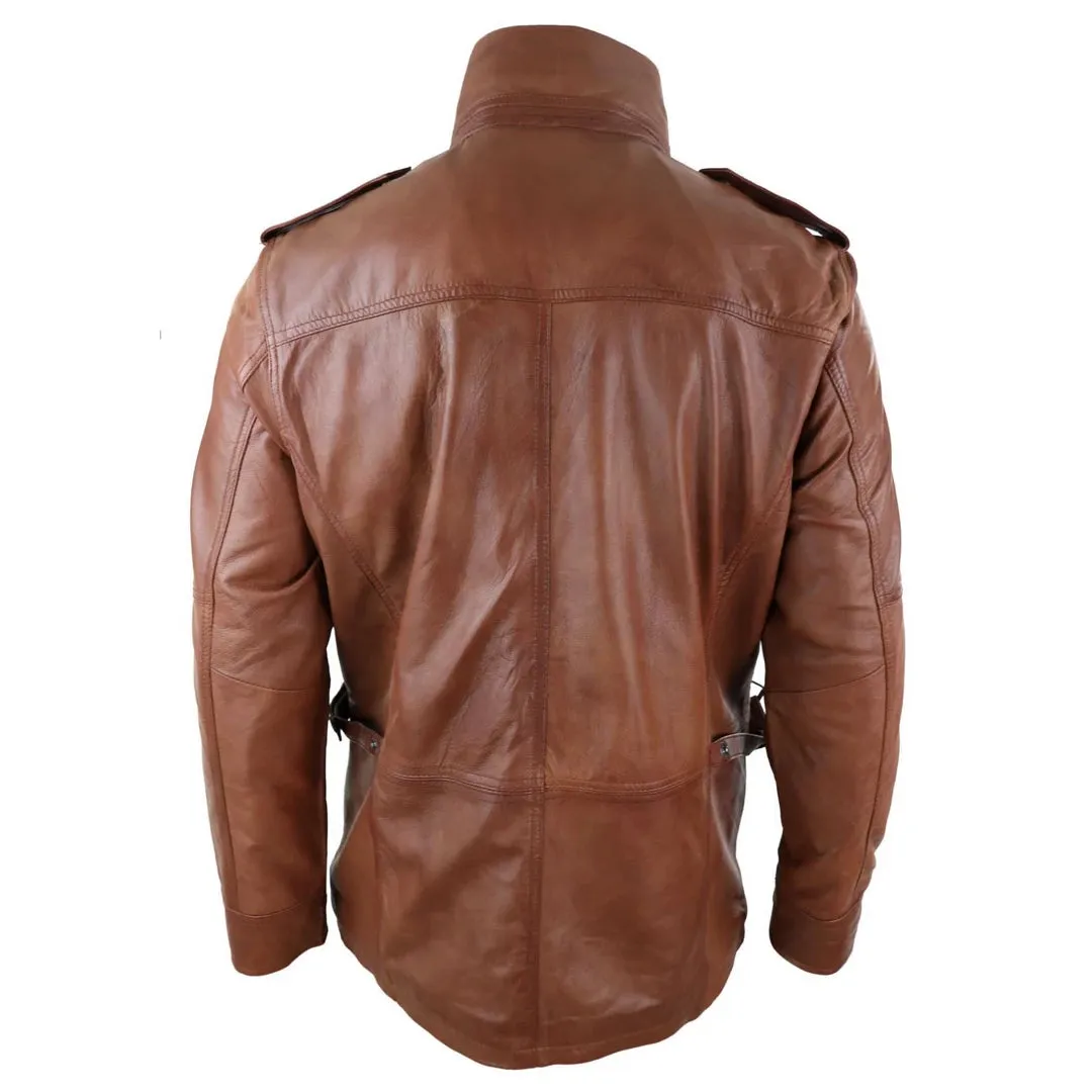 Men's 3/4 Safari Parka Leather Jacket