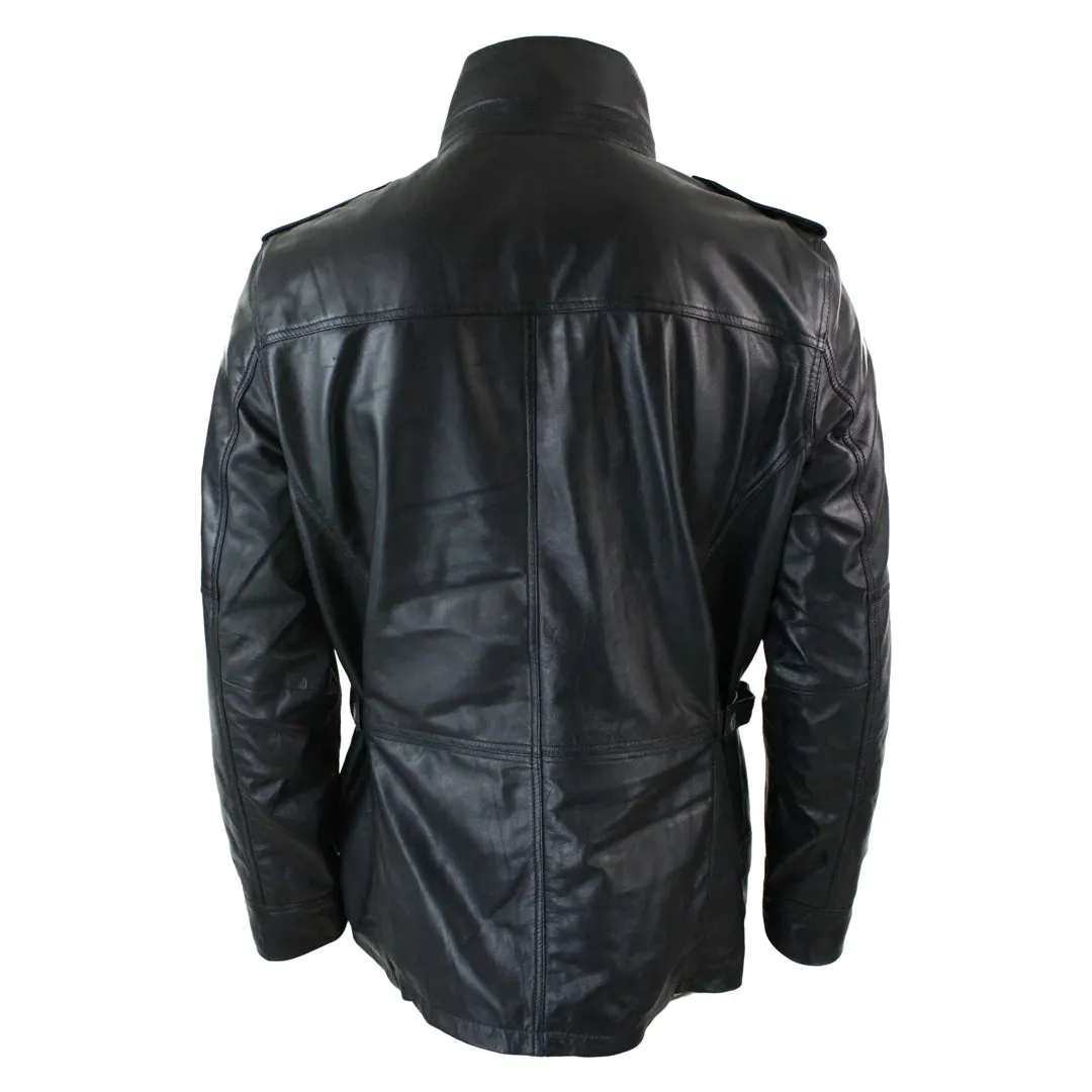 Men's 3/4 Safari Parka Leather Jacket
