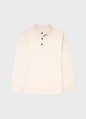 Men's Lambswool Polo Shirt in Ecru