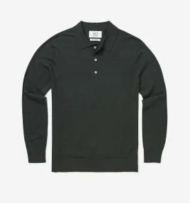 Merino Wool Polo Dark Green