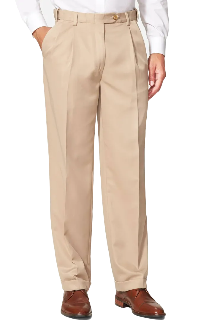 Microfiber Self Sizer Pleated Big & Tall<br>Regular Rise