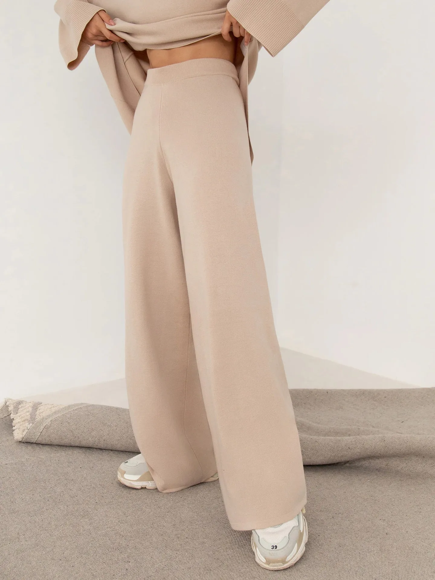 Miranda Women Irregular Turtleneck Sweater High Waist Leg Pant Suit