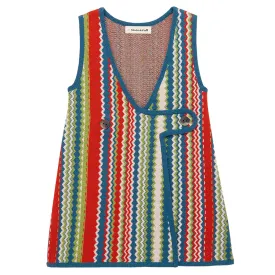 Misha & Puff Child Bibi Dress Atlantic Blue Zigzag Jacquard