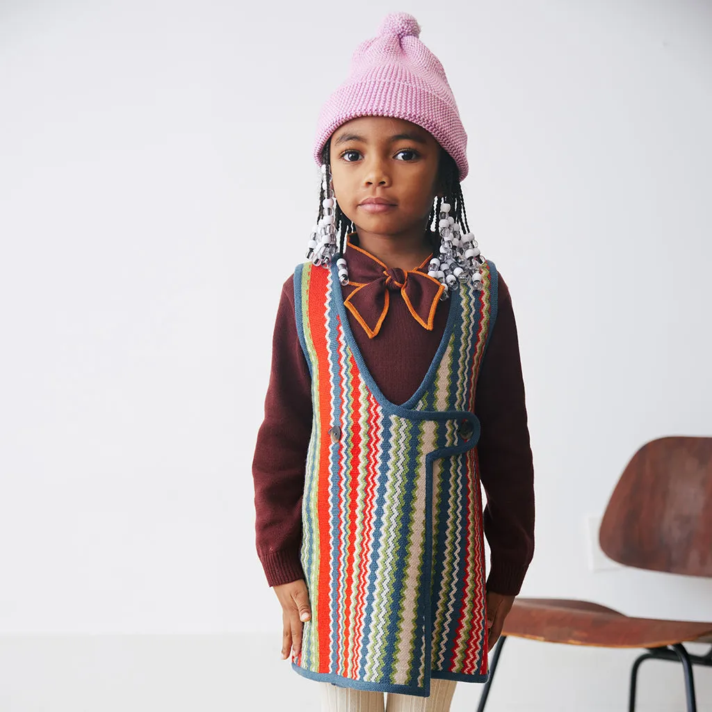 Misha & Puff Child Bibi Dress Atlantic Blue Zigzag Jacquard