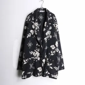 monotone flower pattern easy tailored jacket