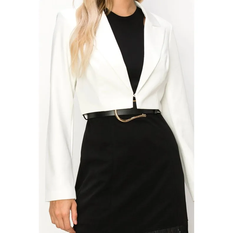 NB Woven Cropped Hidden Hook Blazer