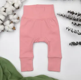 Organic Cotton High Waist Baby Pants, Blush
