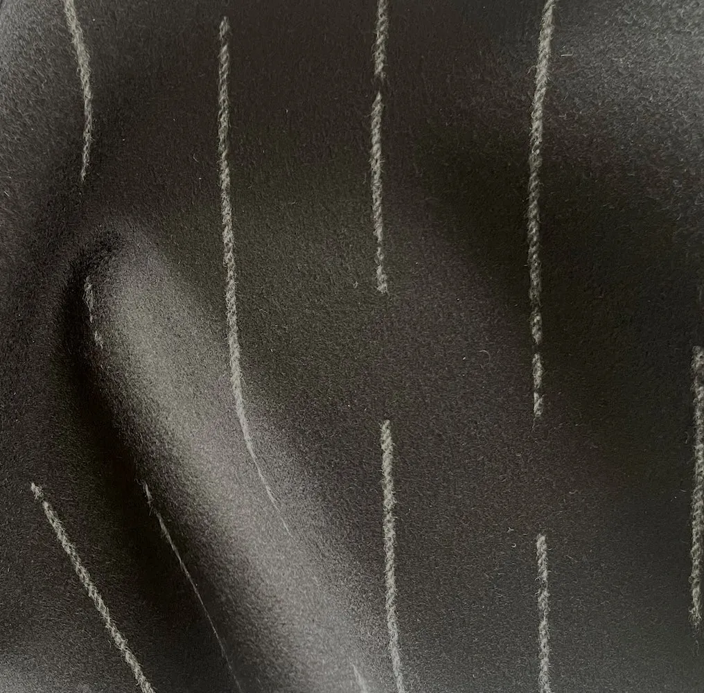 Piacenza Chalk Lines on Coal Double-Faced Wool Melton Coating (Made in Italy)