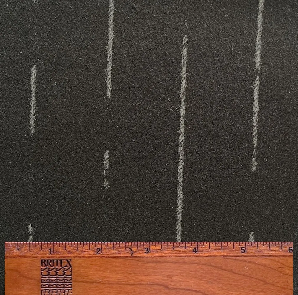 Piacenza Chalk Lines on Coal Double-Faced Wool Melton Coating (Made in Italy)