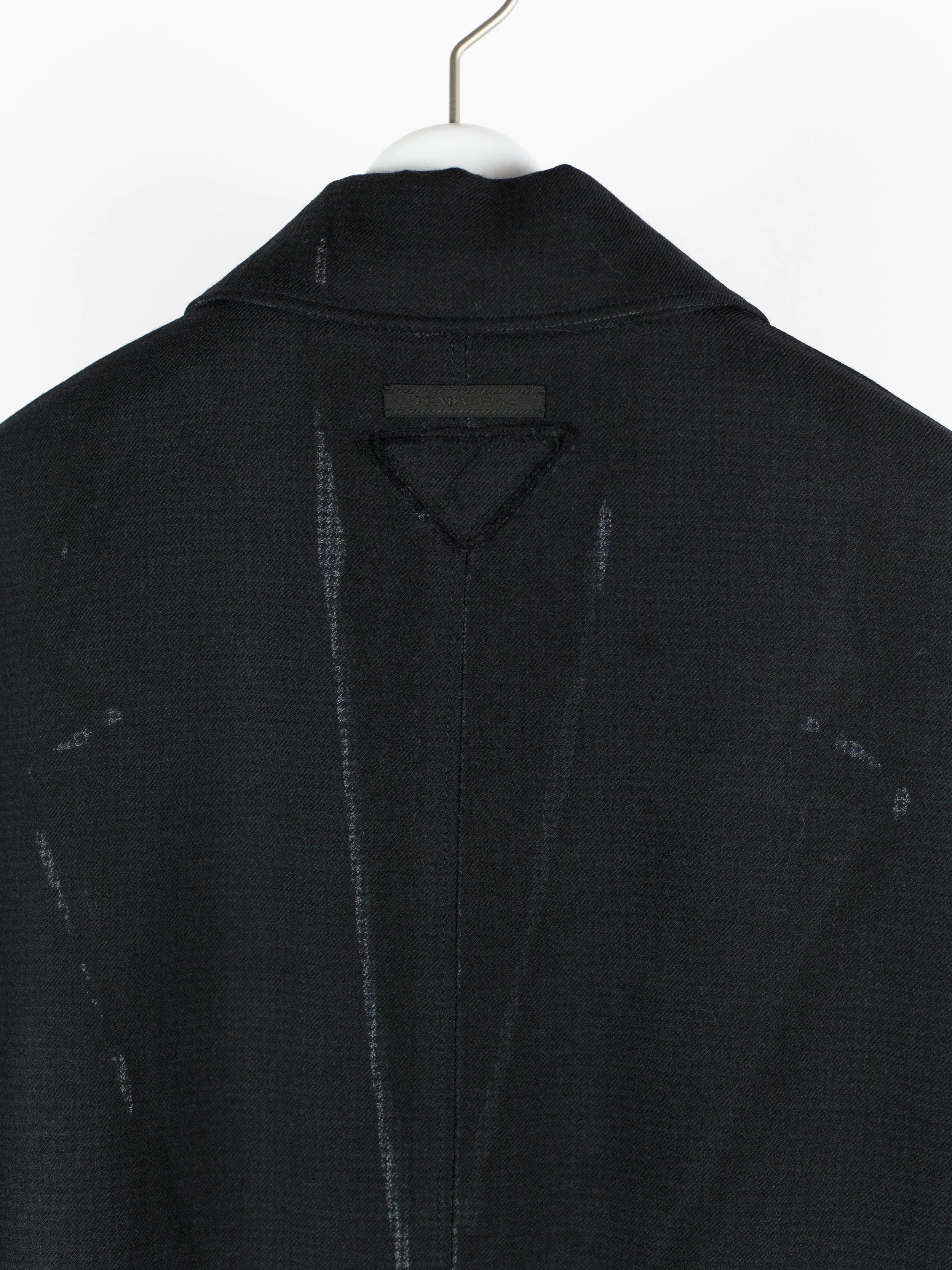 Prada AW18 Overprint Wool Houndstooth Overcoat