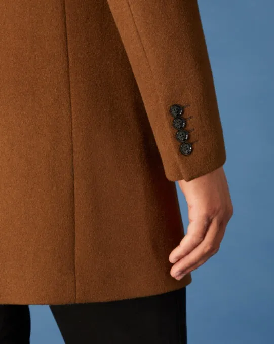 Remus Uomo Rueben Tailored Overcoat - Tan/Camel