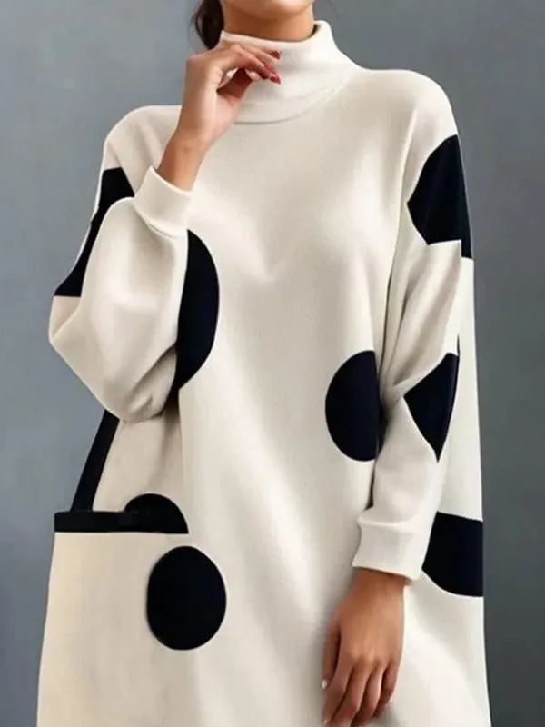 rendy Fall Polka Dot A-Line Dress