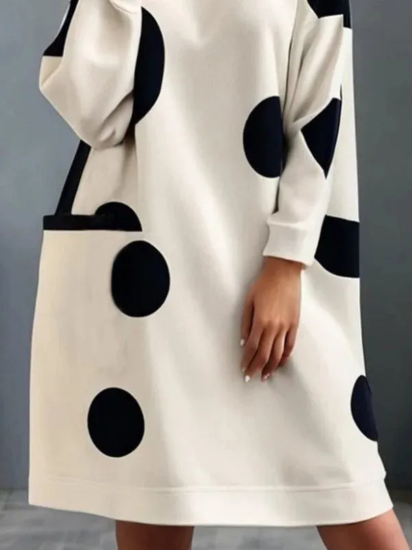 rendy Fall Polka Dot A-Line Dress
