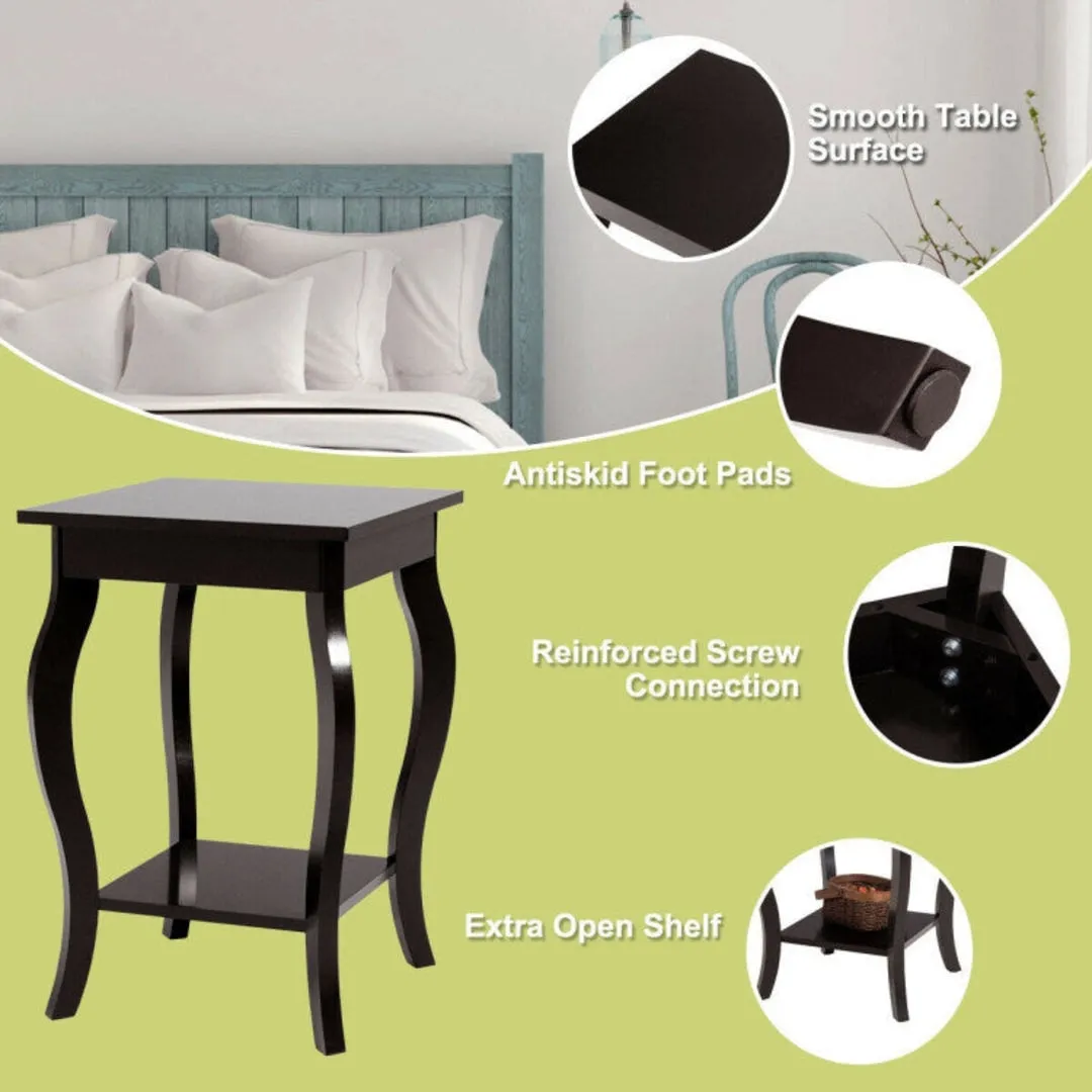 Set of 2 Side Table End Table Night Stand with Shelf
