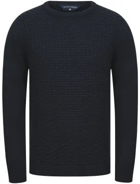Shikara Stitched Panel Wool Blend Knitted Jumper in True Navy - Tokyo Laundry
