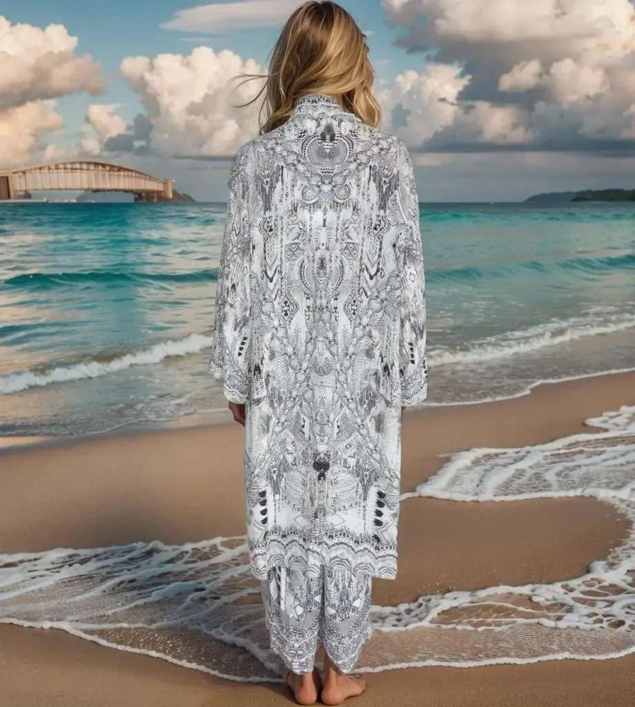 Silk Embellished Kimono Jacket- Egyptian