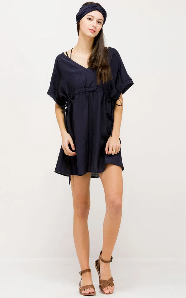 SM330 Belted Mini Dress Poncho