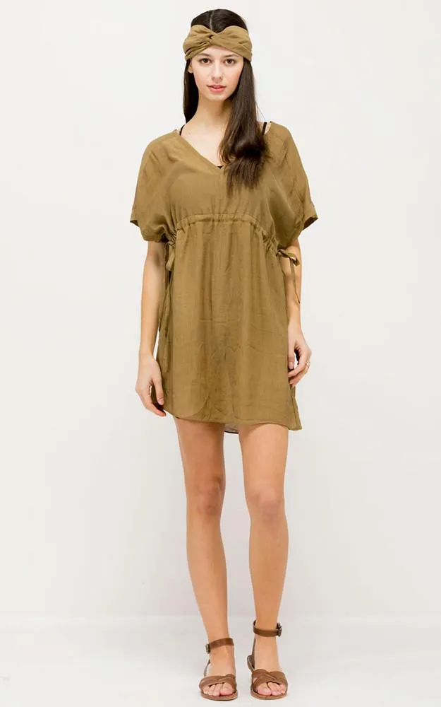 SM330 Belted Mini Dress Poncho