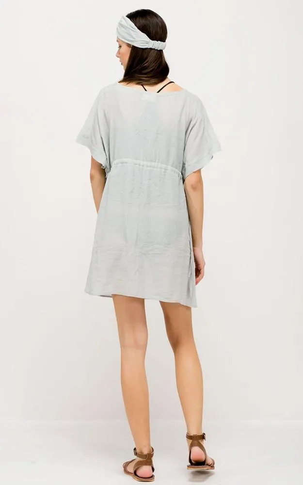 SM330 Belted Mini Dress Poncho