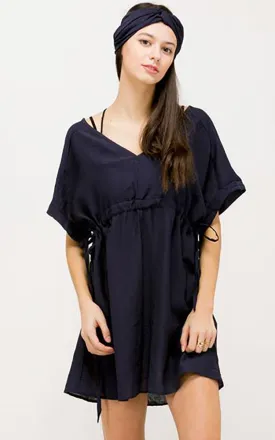 SM330 Belted Mini Dress Poncho