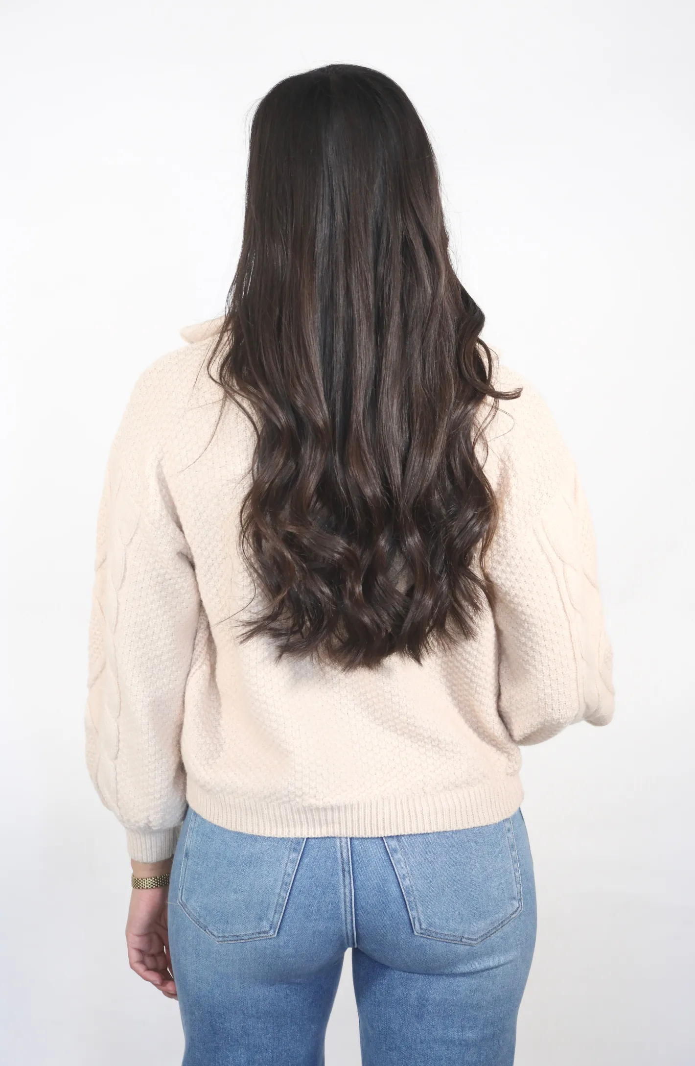 So Favorable Taupe Cable Knit Half Zip