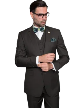 Statement Olive 3Piece Men's Suit Vested Flat Front Pants 100% Wool Statement Olive 3Piece Men's Suit Vested Flat Front Pants 100% Wool